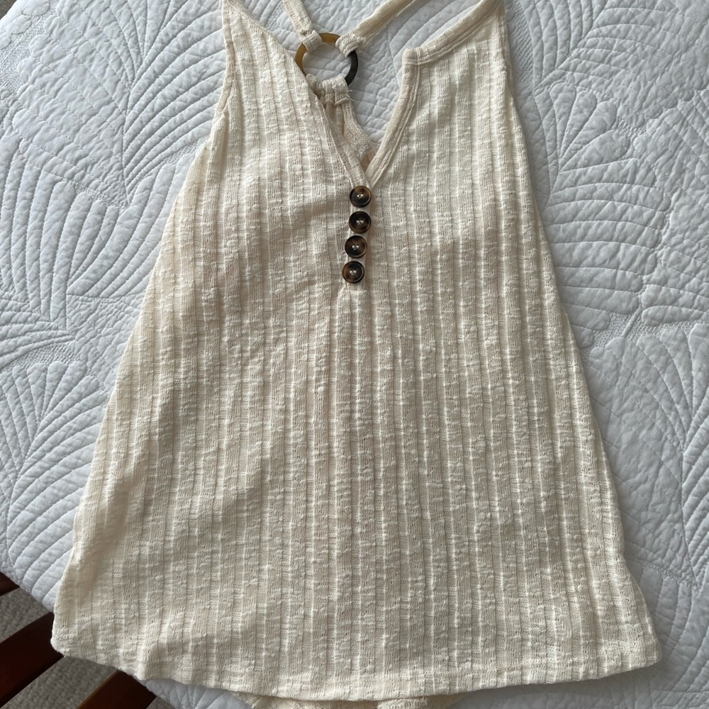 Knit tank with wooden button front